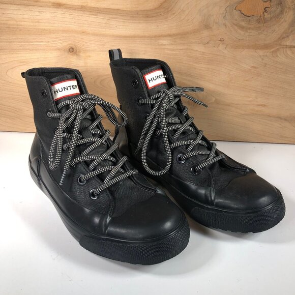Hunter Other - Hunter Unisex Target Dipped Canvas High-Top Sneakers Black&Black Size M6/W8